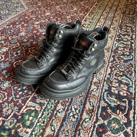 Harley-Davidson Black Leather Riding Boots | Lace-Up Motorcycle Women 10 - Picture 3 of 13